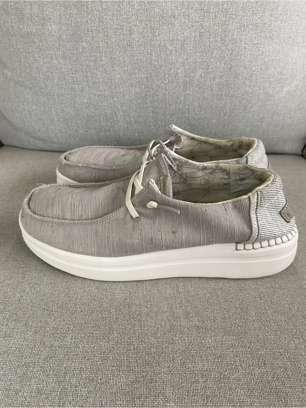 Hey Dude Grey Slip-On Boat Shoes with White Sole
